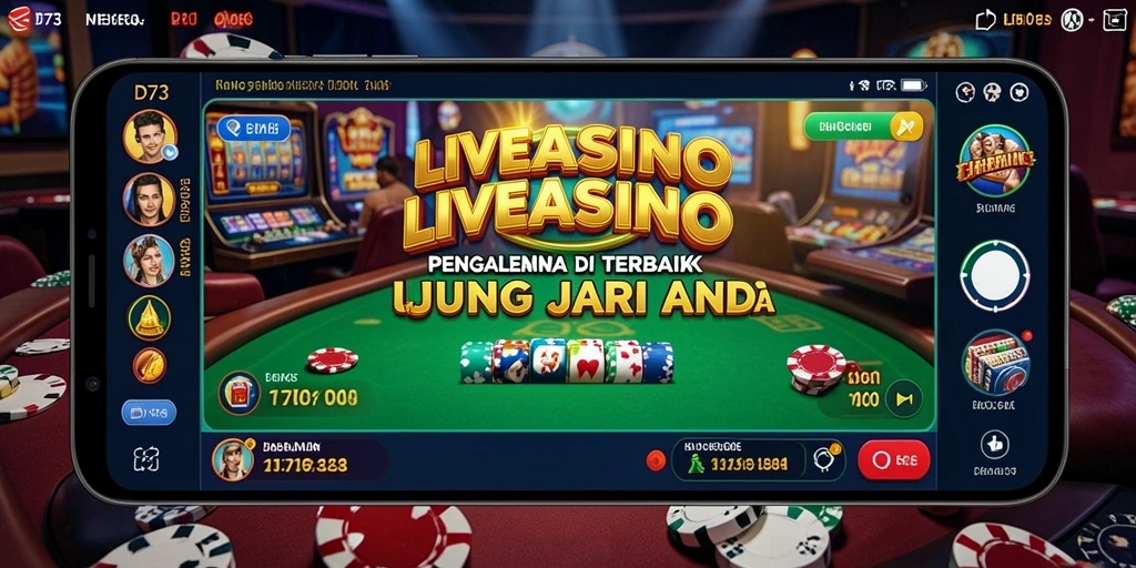 Screenshot D73 menampilkan dealer langsung dalam aksi permainan Live Casino.