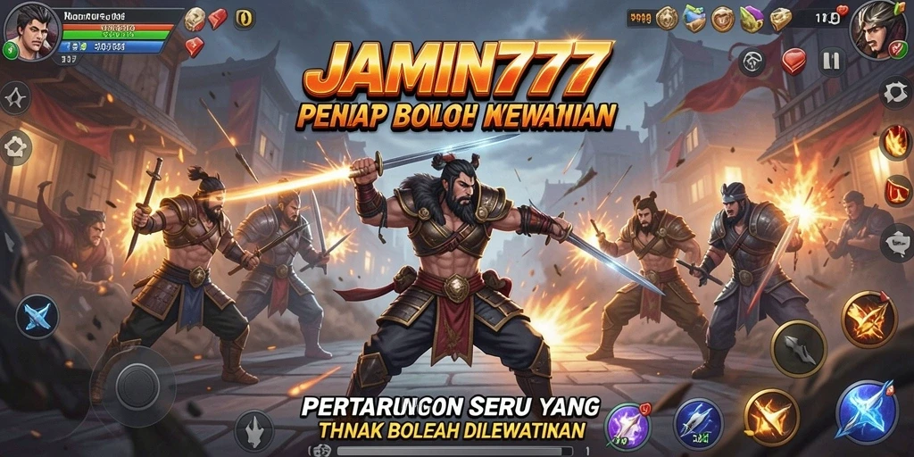 Tangkapan layar gameplay JAMIN777 dengan pertarungan seru dan grafis yang mengesankan.