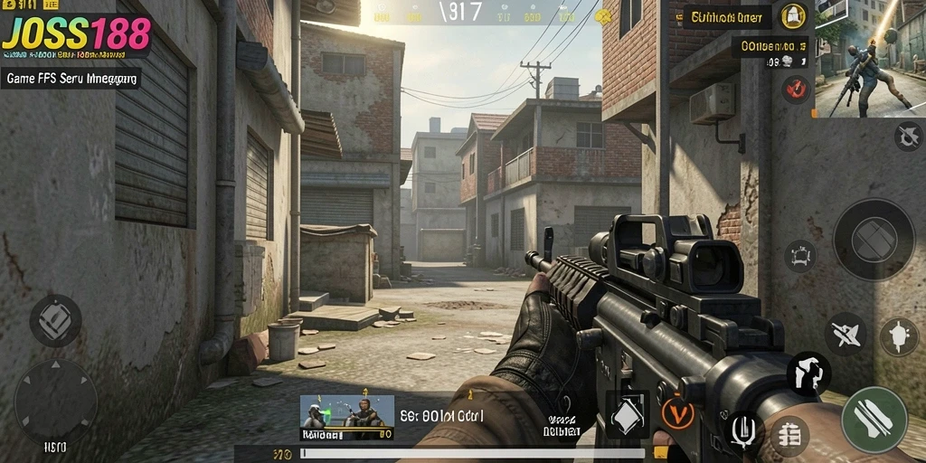 Tampilan gameplay menegangkan di JOSS188 dengan aksi tembak-menembak yang intens.