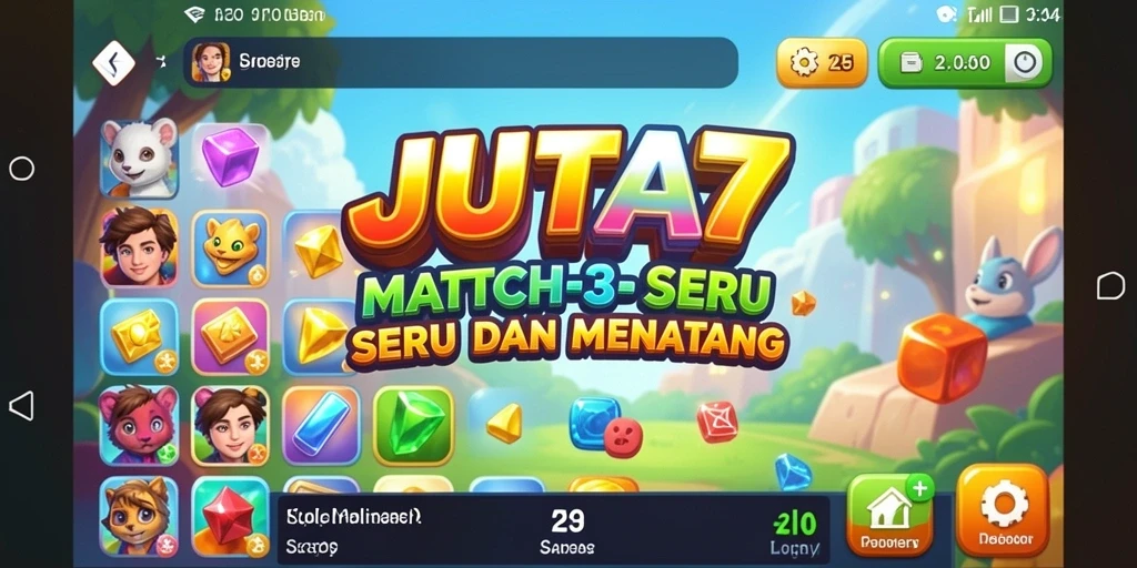 Tampilan gameplay seru dan warna-warni di JUTA7.
