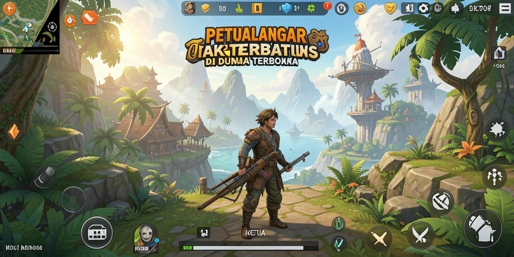 Tangkapan layar gameplay KETUA menunjukkan dunia terbuka yang luas dan menakjubkan.