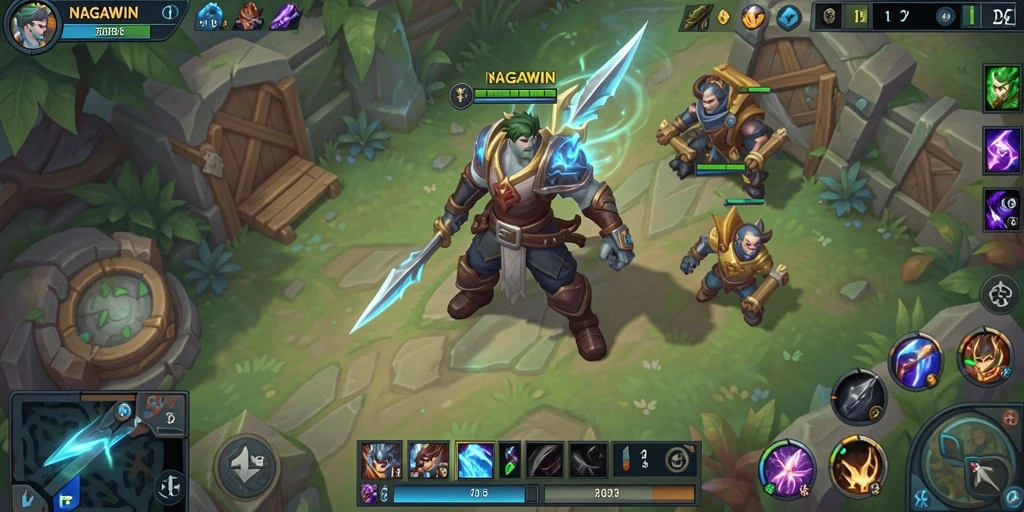 Gameplay NAGAWIN yang seru dan mendebarkan dalam pertarungan tim.
