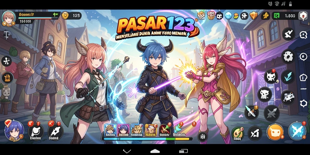 Tampilan gameplay PASAR123 dengan karakter anime yang menarik.