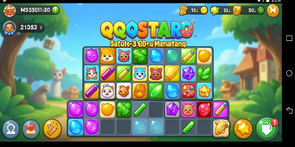 Screenshot gameplay QQSTAR menampilkan keseruan mencocokkan item dalam Match-3.