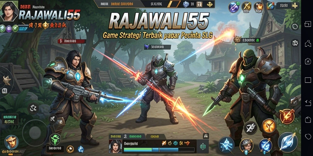 Tampilan gameplay RAJAWALI55 yang menampilkan pertempuran strategi yang mendebarkan.