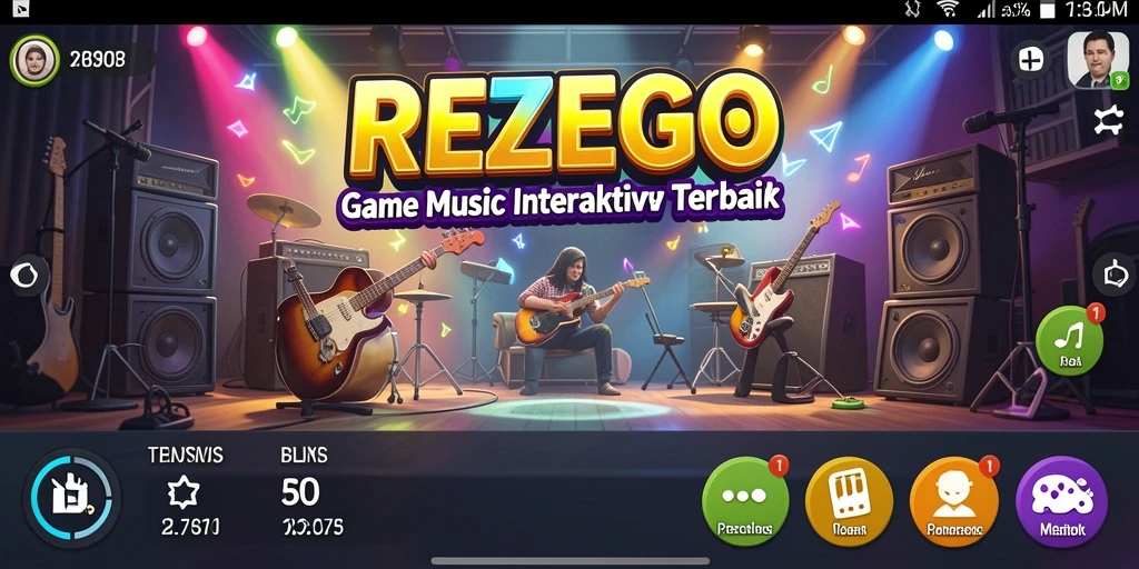 Tampilan gameplay REZEGO yang penuh warna dan interaktif.