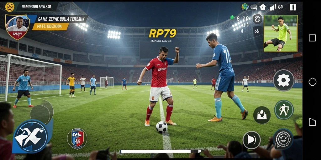 Gameplay RP79 menampilkan aksi mendebarkan di lapangan sepak bola.