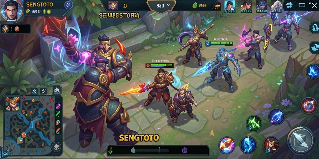 Screenshot gameplay SENGTOTO menampilkan aksi seru dalam pertempuran.