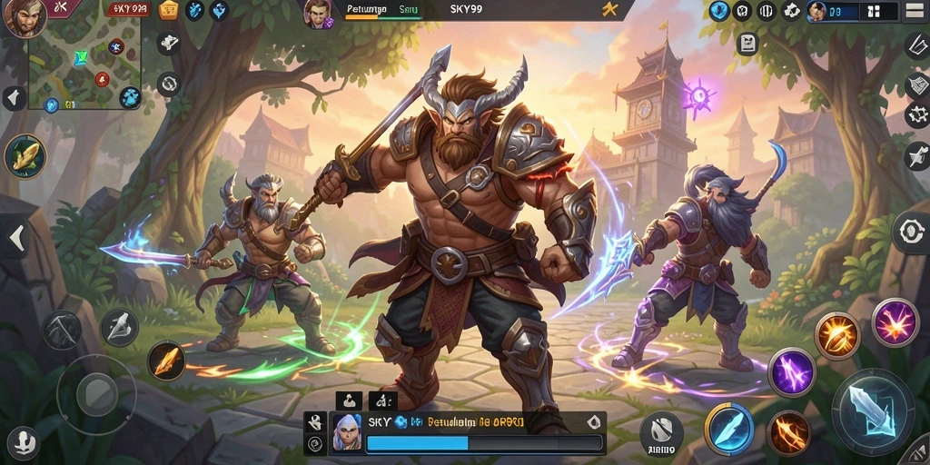 Tampilan gameplay SKY99 yang menakjubkan dengan aksi ARPG seru.
