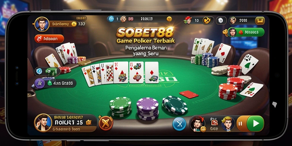 Tampilan gameplay Poker SOBET88 yang menegangkan dan seru.