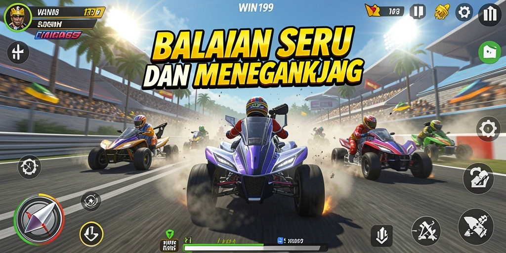 Tampilan gameplay balapan yang seru dan mendebarkan di WIN199.